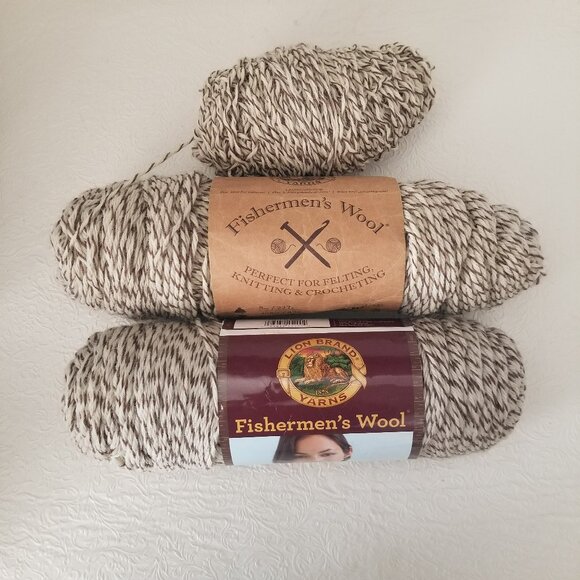 Lyon Brand Yarn Fishermans Wool  200 Oak Tweed Pure Virgin Wool Beige Brown - Picture 1 of 10